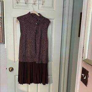 LOGO by Lori Goldstein Textured Burgundy Midi Vest